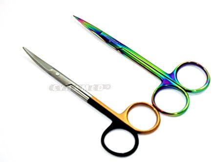 1 EA/ 1 Scissors premium alemão Iris 4,5 arco -íris reto mais 1 tesoura de íris 4,5 Supercut tesoura Cynamed