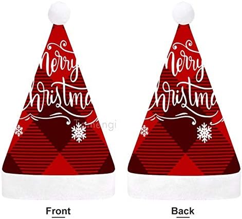 Chapéu de Papai Noel de Natal, Buffalo xadrez xadrez de férias de Natal para adultos, Unisex Comfort Hats de