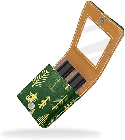 Caixa de batom de batom de viagem Guerotkr, saco de maquiagem portátil de batom com espelho, verde