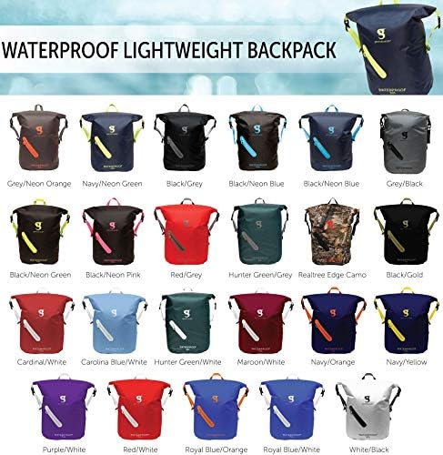 Geckobrands Backpack leve à prova d'água 30l, preto/dourado - Mochila aquária para caminhadas e atividades de