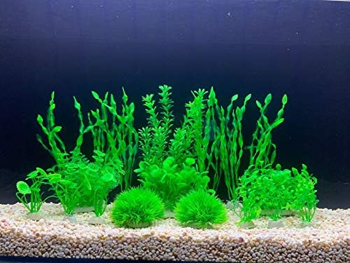 18 PCS Plantas artificiais de água verde, decorações de aquário de tanques de peixes, feitos de plástico macio