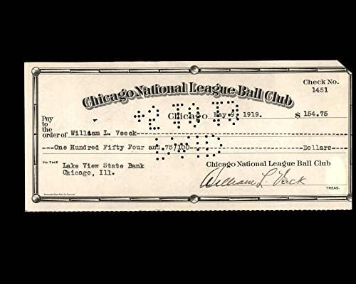 William Veeck PSA DNA assinado x2 Chicago Cubs Verifique 5-9-1919 Autograph