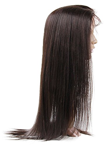 Peruca de renda dianteira de cabelo humano peruca mongol virgem remy cabelo humano yaki cor 2 marrom escuro