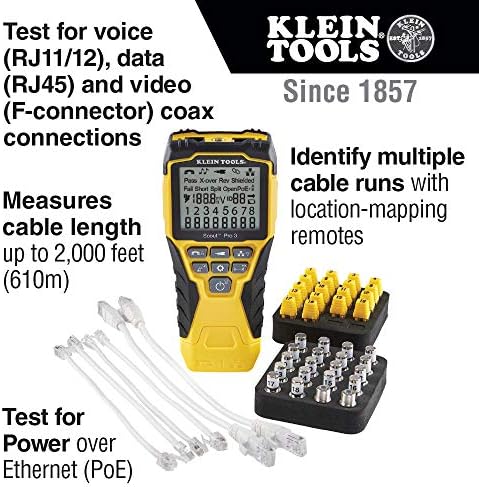 Klein Tools VDV501-852 Testador de cabo e traçador de cabo VDV500-820 com Kit de Tone Proil