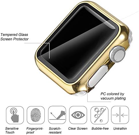 Secbolt 44mm Case compatível com Apple Watch Band com protetor de tela de vidro temperado embutido-