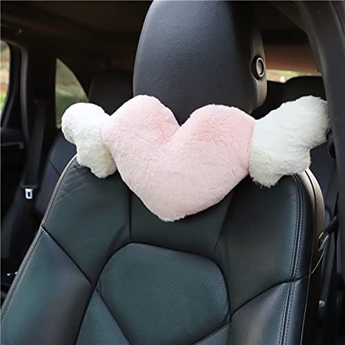 Pillow para apoio de cabeça de carros SeemeHappy, travesseiro de pescoço do coração rosa para carro,
