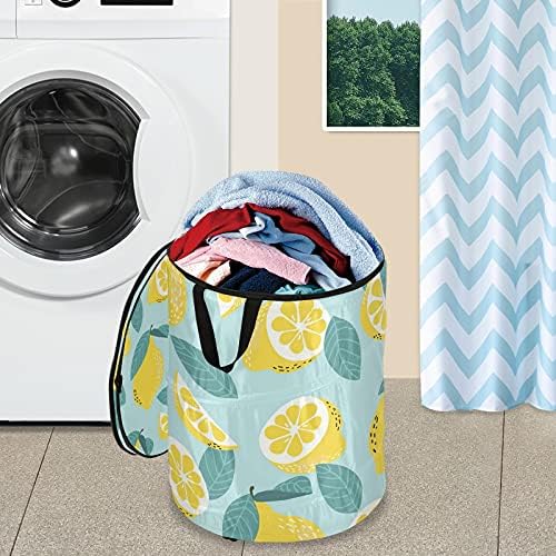 Limões Pop -up Up Up Laundry Horty com tampa com zíper cesta de roupa dobrável com alças Organizador