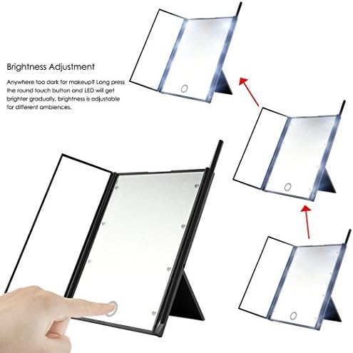 Nple-espelho de LED dobrável lados por tria