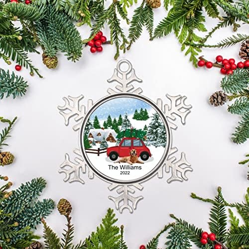 Nome da família Custom de Natal 2022 Ornamento, nome personalizado Data de metal árvores de Natal