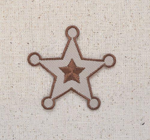 Estrela da polícia - xerife ocidental - 5 pontos - marrom - ferro bordado em patch