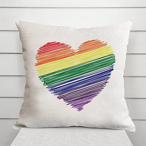 Coração de arco -íris Capinho de travesseiro gay Capa do dia dos namorados Equalidade de gênero