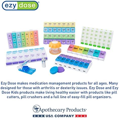 Ezy Dose Weekly Pill Organizer, Vitamin and Medicine System, Inclui classificador, selador, baterias