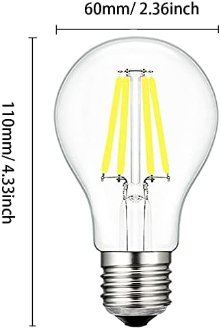 E26 4W Lâmpada LED de LED A19 Edison Filamento Bulbo 30W Halogen equivalente Vidro transparente A60 Lâmpada