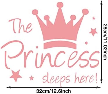 Removável O adesivo de parede da princesa Crown Wall Sticker Girls Decor de quarto decorações de decalques