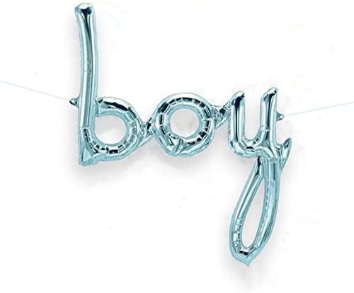 Zittop Baby Blue “Boy” Script Foil Balloon - 24 ”Cartas de uma peça Balão para o chá de bebê de menino,