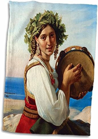 3drose uma jovem mulher com um tamborino em Ischia, 1827 por Jean Claude ... - Toalhas