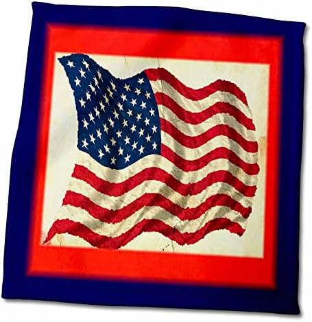 3drose Florene Patriótico - Red N Bordas azuis em uma antiga bandeira dos EUA - Toalhas