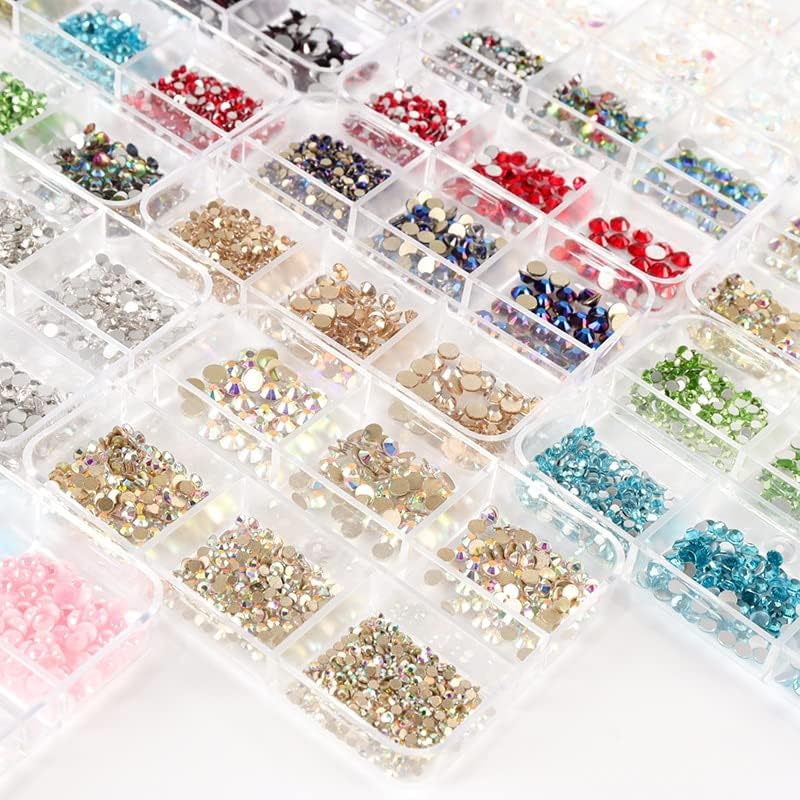 6 grades/conjunto ab cor de cristal gemas decorações de unhas de fundo plano Arte de unhas Acessórios