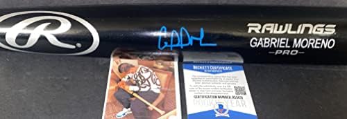 Gabriel Moreno Toronto Blue Jays autografados assinados bastão de beisebol Beckett Coa Black