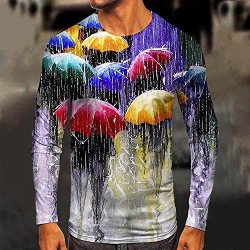 ZDDO 2022 Novo soldado masculino de manga longa Tops Street 3D Rain Art Graphic Print Designer Tirm camiseta