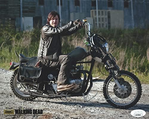 Walking Dead assinado autógrafo Norman Reedus como Daryl Dixon com motocicleta 8x10 foto JSA