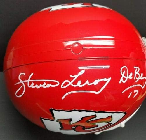 Steve Deberg assinou autografou o Kansas City Chiefs F/S Réplica Capacete. JSA - Capacetes NFL autografados