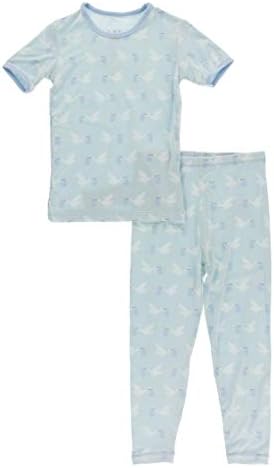 Calças Kickee Bem -vindo ao conjunto de pijama em casa, manga curta, calças compridas, pijamas de bebê e garoto,