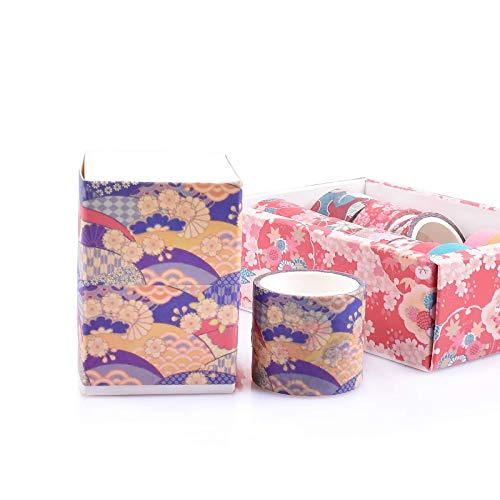 Daputou 12 Rolls Washi Fita Conjunto, Cherry Blossoms Fita de máscara de Washi Floral para scrapbook, DIY, artesanato,