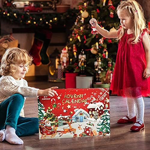 Calendário advento de contagem regressiva de 24 dias de Natal com Papai Noel Snowman Christmas Tree Sells para