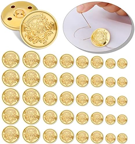 40 PCs Botão de metal Blozer Definir botões de ouro vintage Buttons de ouro Botões de ouro Botões de haste