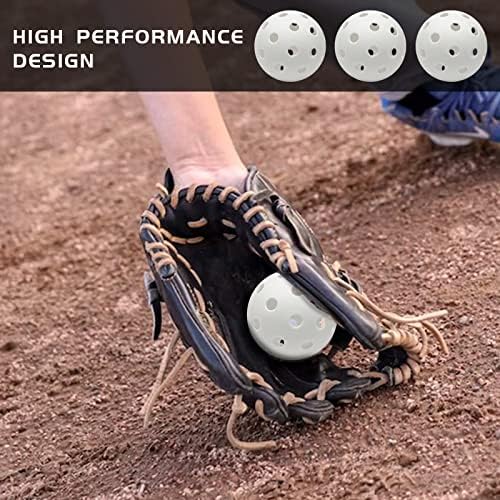 9 bolas de treino de softball de embalagem, softballs de plástico de 11 polegadas para bater e rebatidas, treinamento