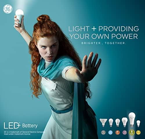 LED de iluminação GE + lâmpada da bateria de backup, lâmpada de emergência recarregável para quedas de energia