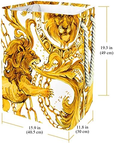 Luxo Gold Gold Lion Cesto de lavanderia Couca dobrável Organizador retangular coure