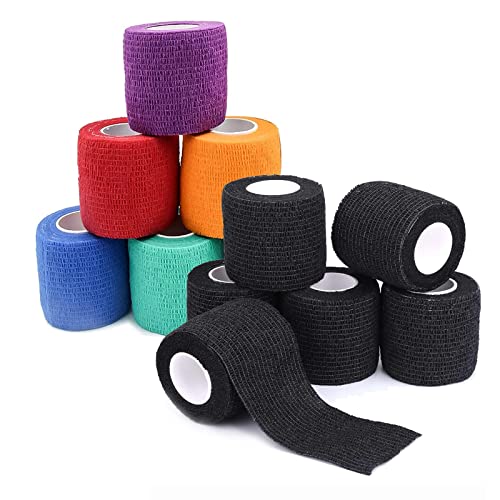 Bandagem autoadesiva de fita adesiva, USIRIY 12pcs Capas de aderência Athletic Bandage Sports Tape 2 x5yards