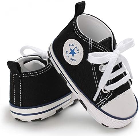 Baby Girls meninos Sapatos Anti-deslizamento macio Sole recém-nascido First First Walkers Star High Top Canvas