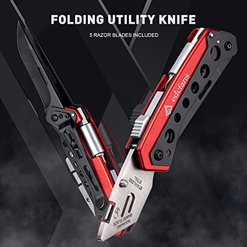 EDCFANS dobrável Cutter da caixa de faca com 5 lâminas de barbear, chave de fenda, serra, faca de