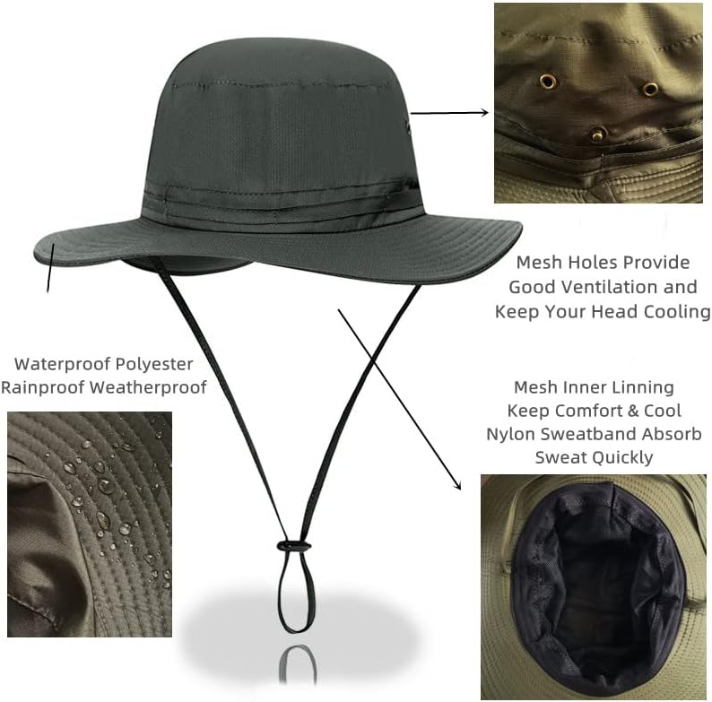 Chapéu de proteção solar UV 50+ para homens, mulheres, chapéu de balde de largura para esporte ao ar livre e chapéu