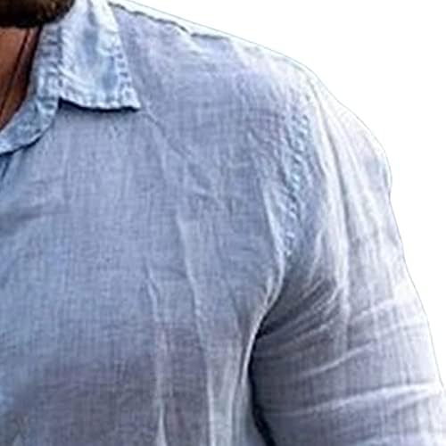 Jeke-DG Casual Casual Camisa Men Botão de linho Down Blusa Mangas compridas Tamas de lapela de lapela