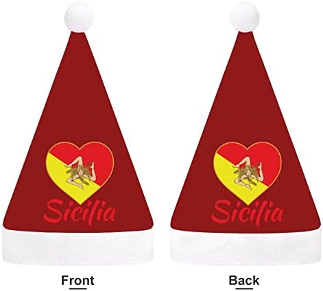Flag da Sicília chapéu de natal chapéu de santa para adultos unissex Comfort Classic Natal Capace para férias