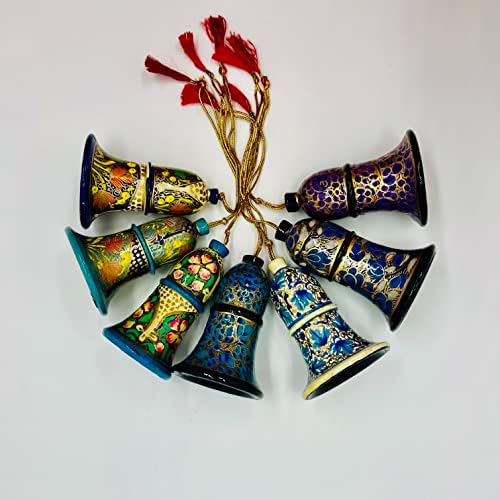 Hadaaya pintada à mão Papagier Machhe pendurando o enfeite de campainha de Natal para decorações de árvore