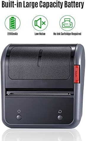 MJWDP portátil de 80mm de etiqueta térmica Impressora BT Maker Sticker Machine Máquina recarregável Bateria compatível