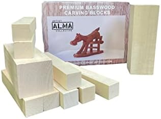 Blocos de basswood premium para escultura, blocos de escultura de 10 peças, blocos de madeira para Whittling