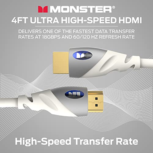 MONSTER HDMI CABO 4K Ultra HD com Ethernet - Contatos de ouro rosa de 24k resistentes à corrosão e conexão