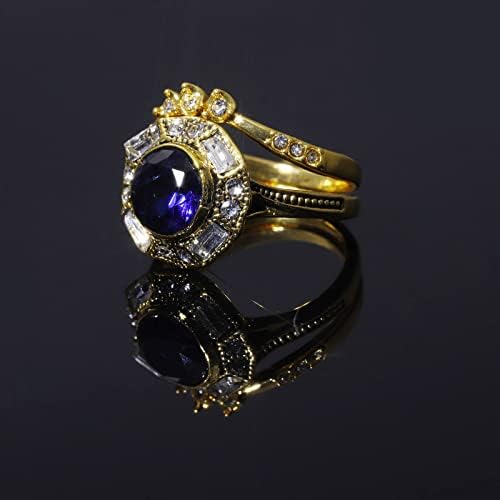 2023 Novo anel de jóias anel de jóias de jóias de jóias azuis rodada para mulheres Anéis de zircão