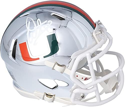 Warren Sapp Miami Hurricanes Autografou Riddell Chrome Speed ​​Mini Capacete - Mini capacetes da faculdade
