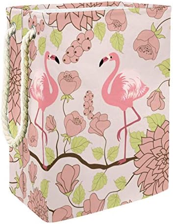 Lavanderia cesto retro rosa flamingo com cesta de armazenamento de lavanderia dobrável floral