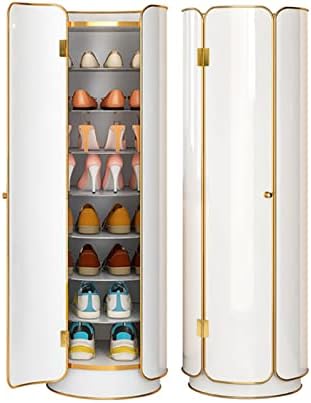 Rack de sapato de sapato Zaj Creation Rack de sapato redondo com porta 8 Nível 360 ° Cabinete de sapato