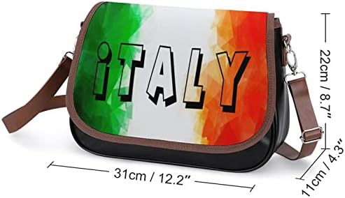 Vintage Itália Bandeira de couro médio Bolsa de ombro de moda casual sacos de corpo com cinta