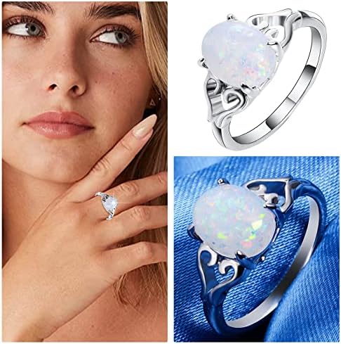 Yistu anéis baratos para mulheres anel opalas de amor criativo formulário de casais anel de diamante