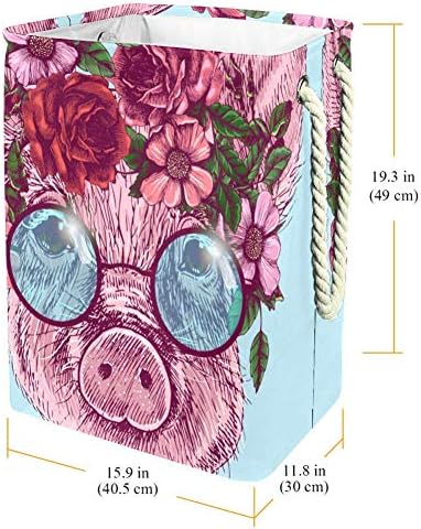 DJROW LAPUNDERY Organizador Retrato de um porquinho com rosas grinaldas e óculos de sol redondos lavander